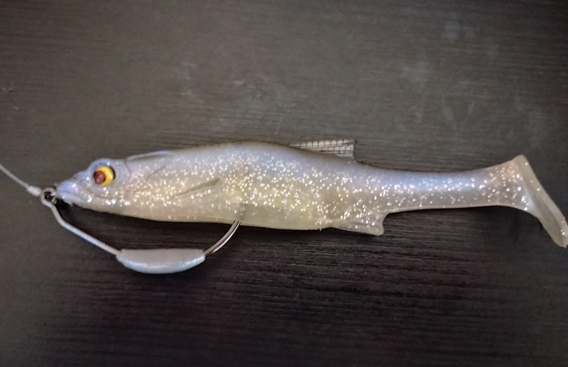 an image of a texas rigged bass mafia daingerous swimbait