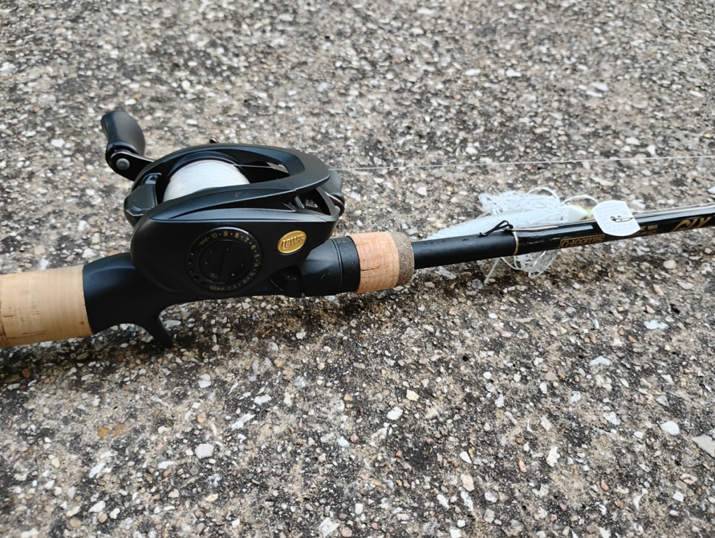 an image of a g loomis glx fishing rod with a lews bb1 casting reel