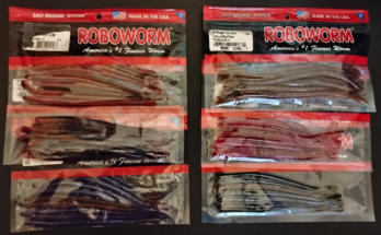 six packs of roboworms in six different colors